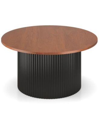  Round Coffee Table Solid Wood Frame Wooden Top