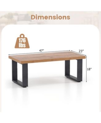 Oak Farmhouse Coffee Table Rustic Thick Top Wood Texture