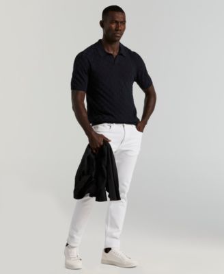 Men's Checker Texture Open Polo Sweater