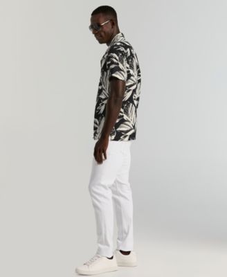 Men's Leaf Print Camp Collar Shirt
