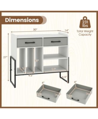 Vinyl Storage Cabinet with Charging Station and Adjustable Shelf