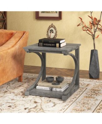 C Shaped Two Tier End Table for Sofa and Bedside