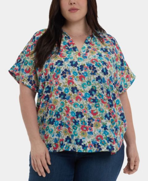 Женский топ NYDJ Plus Size Becky Short-Sleeve, цвет: Cala Gracio