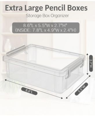 6pack Pencil Box Plastic Case Crayon Marker Organizer Container Lid Stackable Storage Craft Pen Art School