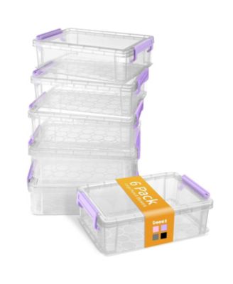 6pack Pencil Box Plastic Case Crayon Marker Organizer Container Lid Stackable Storage Craft Pen Art School