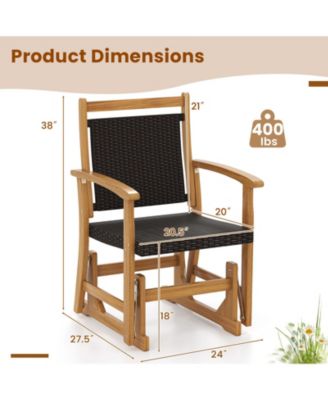 Patio Rattan Glider Chair with Acacia Wood Frame