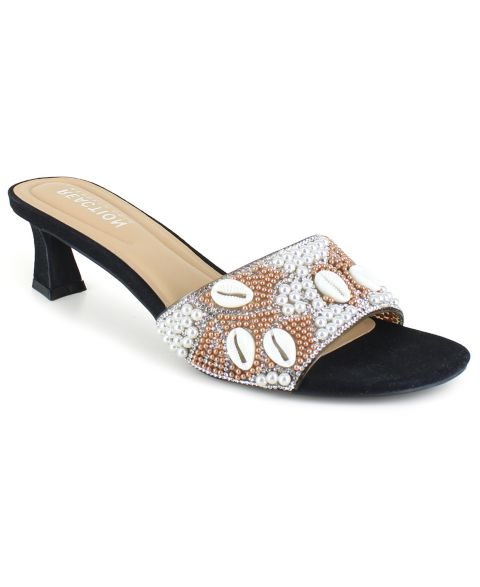 Женские сандалии Kenneth Cole Reaction Bahama Shell Slip-On Dress Sandals, цвет: Чёрный