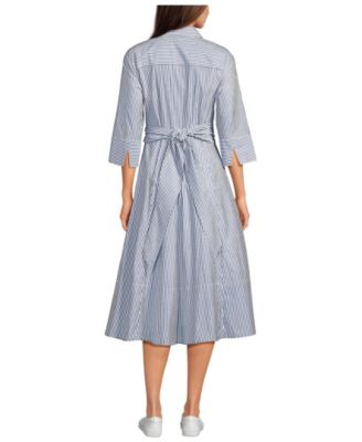 Women's Poplin Midi Wrap Front Dress - Lands' End - Green - 16