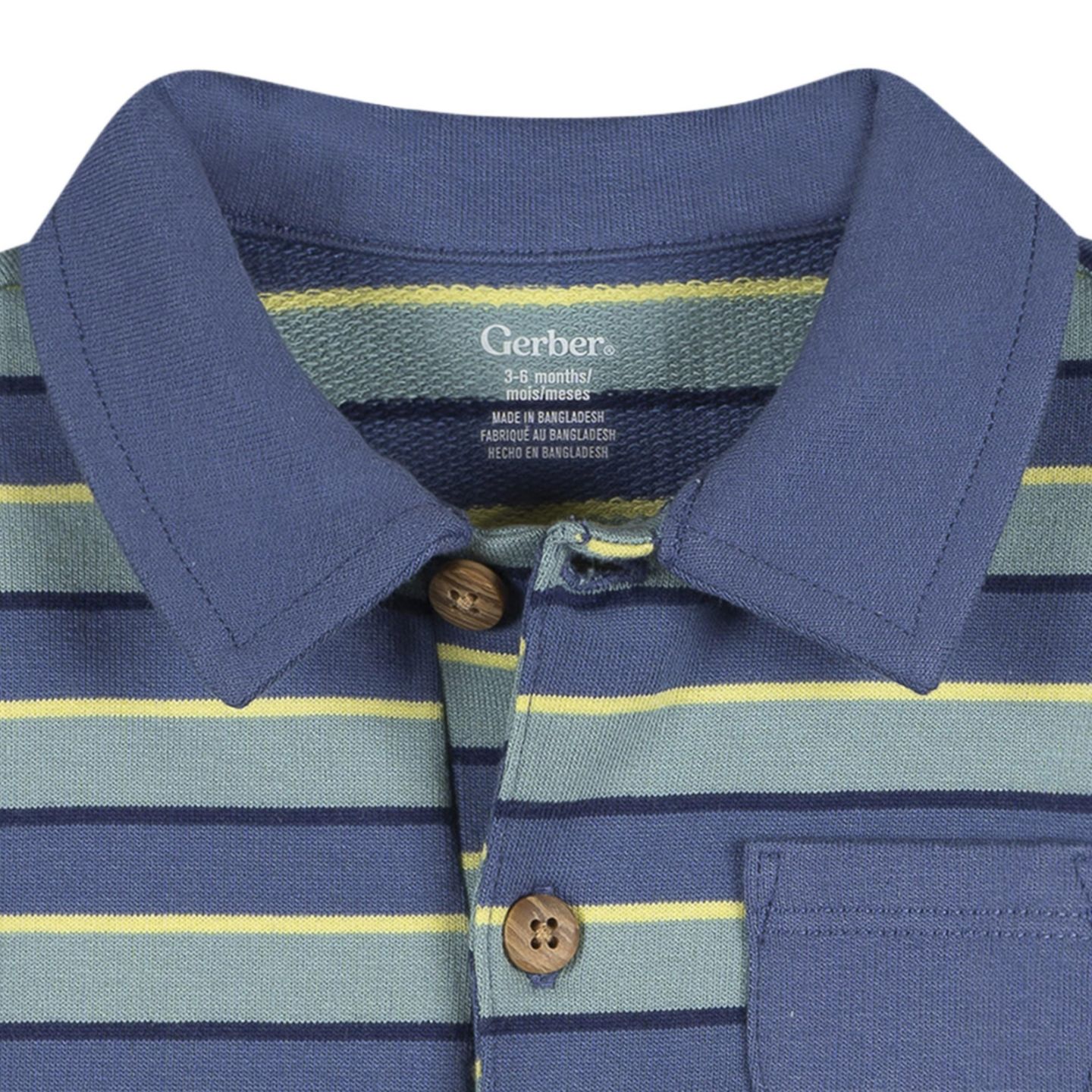 Комбинезон Gerber Collared Romper, Blue and Green. для мальчиков-малышей, цвет: Синий / Зелёный — фото 3