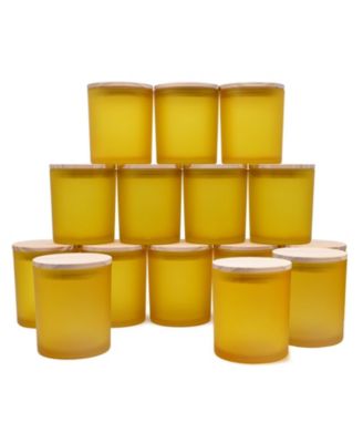 15pcs Candle Jars With Wood Lids Empty Sample Container Thick Glass Matte 10oz