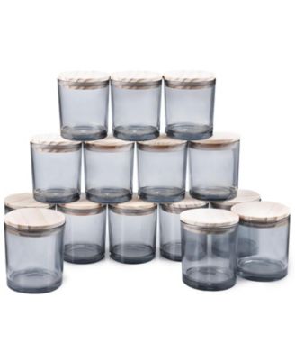 15pcs Candle Jars With Wood Lids Empty Sample Container Thick Glass Matte 10oz