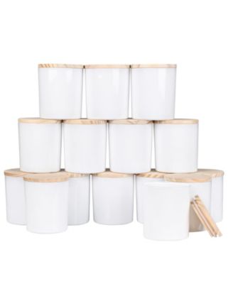 15pcs Candle Jars With Wood Lids Empty Sample Container Thick Glass Matte 10oz