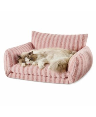 Fluffy Plush Cat Bed Double Layer Soft Pet Couch Sofa Nest Comfortable Sleeping Easy Clean For Small Cats Dogs