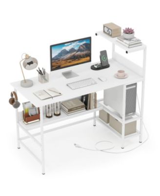 Computer Desk 48 Inch with Power Ports and Storage Organizer