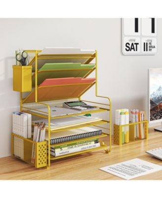 7 Tier Desk File Organizer Letter Tray Pen Holder Hanging Basket