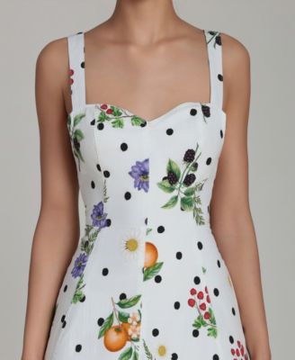 avec les filles fit and flare dress Blue Flower Lace Midi Dress – self-portrait-US main image 1