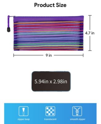 40pcs Zipper Mesh Pouch Storage Pencil Case Multipurpose School Office Cosmetic Travel Accessory