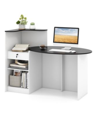 Modern Reception Front Desk with Oval Tabletop Counter