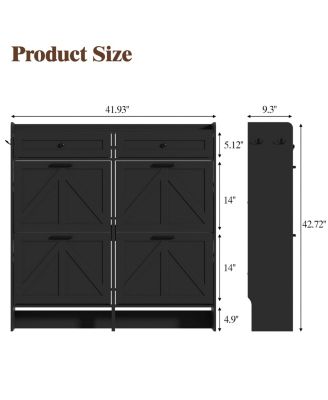 Rustic Farmhouse Narrow Shoe Cabinet Entryway Hallway Large Capacity Slim Storage Rack