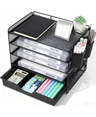 Desk Organizer 5-Tier Letter Tray Drawer Pen Holders File Storage