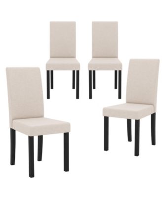 Dining Chair Set of 4 Fabric Upholstered Rubber Wood Legs Side Armless