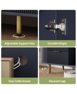 69" Curved Media Console for TVs Up to 80", Modern Entertainment Center with Wavy Acrylic Doors and Spacious Storage for Living Room