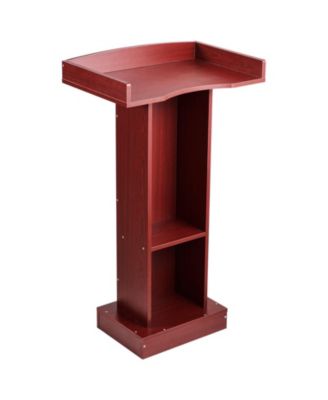 Podium Stand, 41" Wooden Lectern, Laptop Desk with Storage Shelf, Elegant