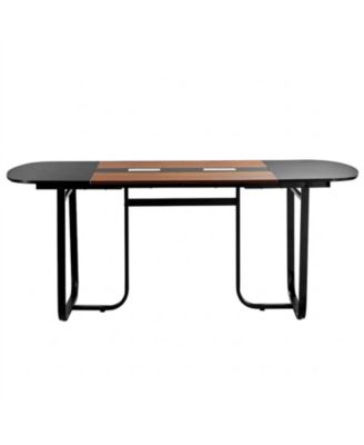 Conference Table, 6 ft Oval, Office Meeting Table for 6-8 People with Metal Legs