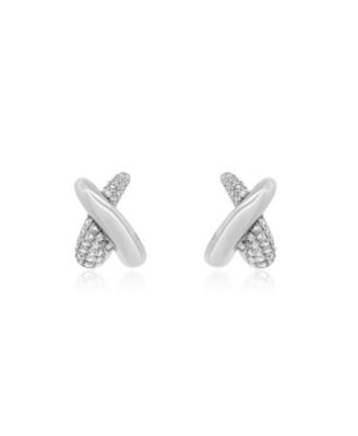 Crossover CZ C-Hoop Earrings