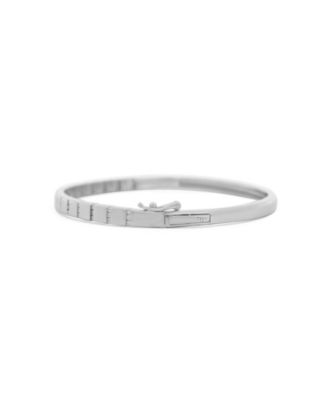 Ribbed CZ Bangle Sterling Silver