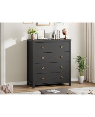 4-Drawer Dresser for Bedroom, 37" Tall Wooden Storage Chest for Closet, Living Room, Hallway