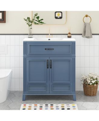 30"  Bathroom Vanity with Ceramic Sink, Solid Wood Frame & Soft Close Drawers for Modern Home