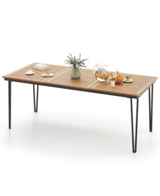 79'' Outdoor Dining Table 8-Person Table w/ 1.9'' Umbrella Hole Patio