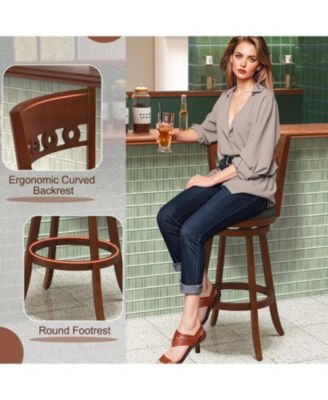 4PCS 30.5'' Bar Height Chairs Swivel Bar Stools w/ Rubber Wood Frame