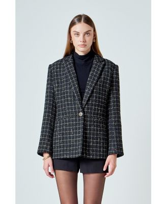 Women's Tweed Single Breasted Blazer