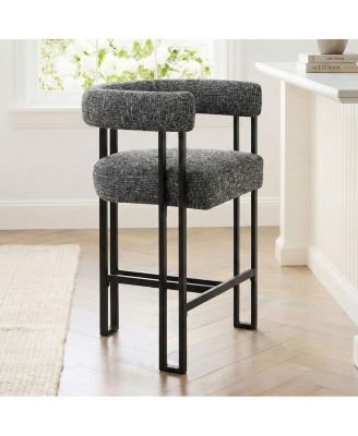 Upholstered Counter Height Stool with Arms, Metal Frame 1 Pc