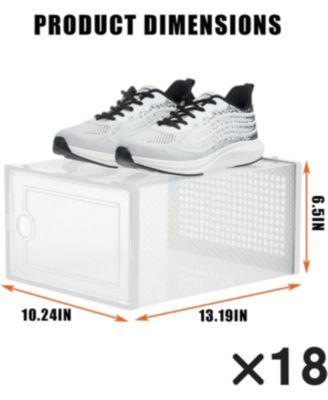 18 Pack Clear Shoe Storage Boxes with Front Doors