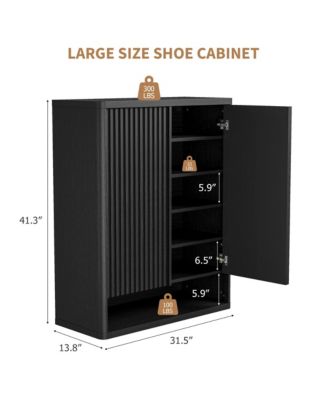 31.5 Shoe Cabinet with Fluted Door and Adjustable Shelves, Narrow Entryway Storage