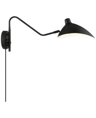 Colborne Modern Swing Arm Wall Lamp Black Metal Plug-in Light Fixture Up Down Shade for Bedroom Bedside Living Room Reading Home House
