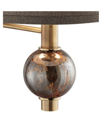 Modern Swing Arm Wall Lamp Painted Polished Brass Plug-In Light Fixture Dark Taupe Drum Shade for Bedroom Living Room