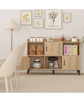 Sideboard Storage Cabinet with Doors and Open Compartments