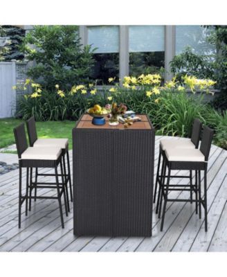 5-Piece Patio Acacia Wood Dining Set with Table and Chairs