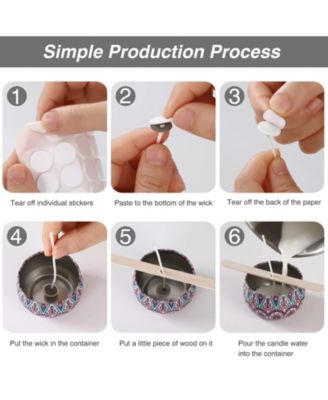 Pre Waxed Cotton Candle Wicks With Metal Sustainer Tabs For Pillar Making Diy 3.5in 6in 8in 300pcs