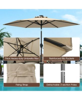7.5 ft Solar Powered Patio Umbrella with LED Lights and Crank