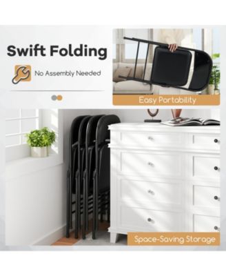 Padded Folding Chairs 2-Pack with Reinforced Metal Frame