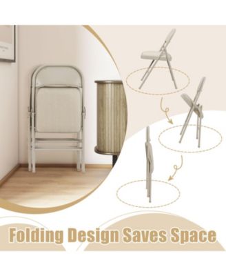 Foldable Padded Chair Set of 6 with Fabric Backrest and Metal Frame