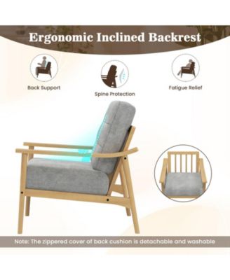 Modern Accent Chair with Rubber Wood Armrests and Legs