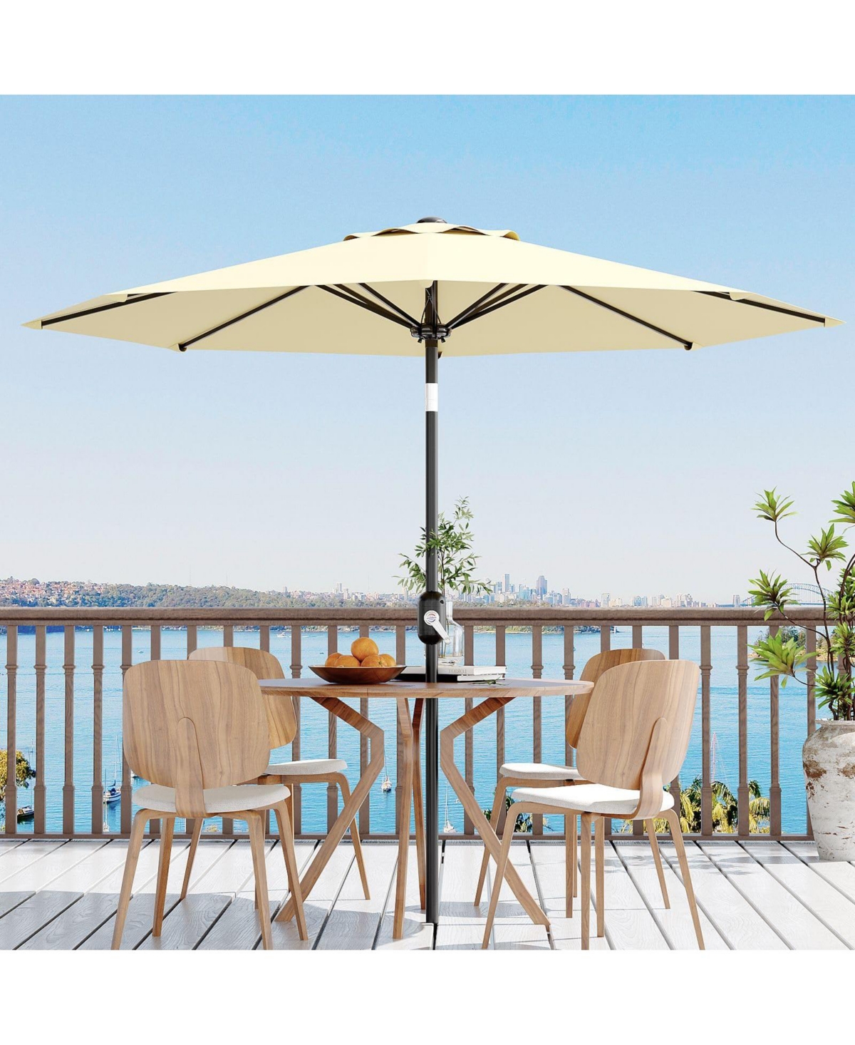 gaomon 9ft Uv Resistant Patio Umbrella, 8 Ribs, Push-Button Tilt