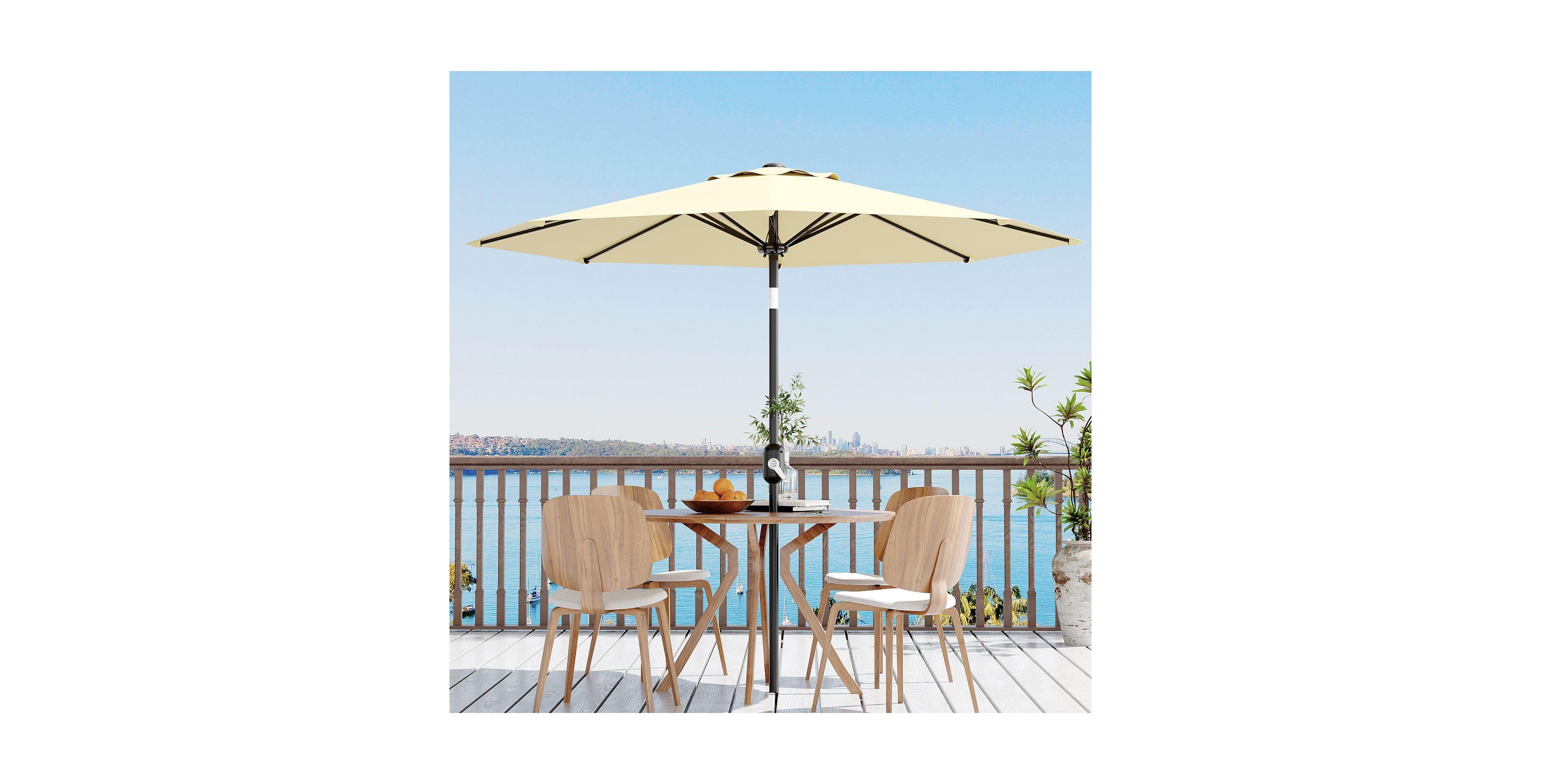 gaomon 9ft Uv Resistant Patio Umbrella, 8 Ribs, Push-Button Tilt