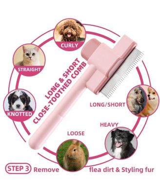 Dog Grooming Kit 7-Piece Deshedding Undercoat Rake Slicker Dematting Comb Clipper Bath Brush for Dogs Cats